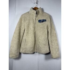 Pendleton Sherpa Fleece Jacket Women’s M Cream Zip Front Plaid Lined Cozy